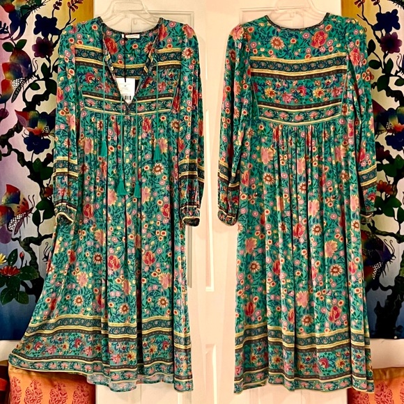 πΊπHPππΊ NWT Spell & The Gypsy Folk Town Boho Midi Dress - Picture 15 of 16
